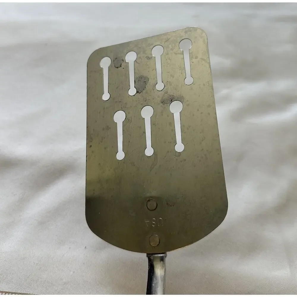 Ekco Spatula Keyhole Slotted Chromium Black Plastic Handle 12.5